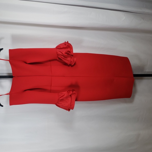 Eliza J Red Ruffled-Cuff Off-The-Shoulder Cocktail Dress - SZ 4 - NWT - Picture 10 of 13